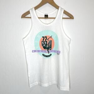 Vintage Kamikaze Skatewear Marquee 1988 Tank Top Mens Small White USA